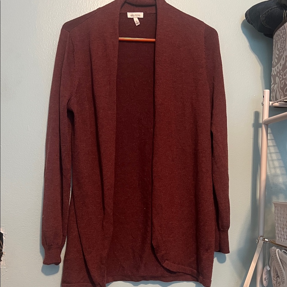 Ella Moss Burgundy Open Cardigan